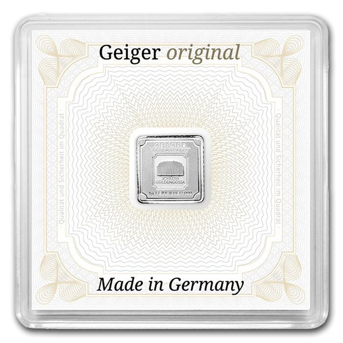 1 gram Silver Square - Geiger Edelmetalle (Encapsulated w/Assay)