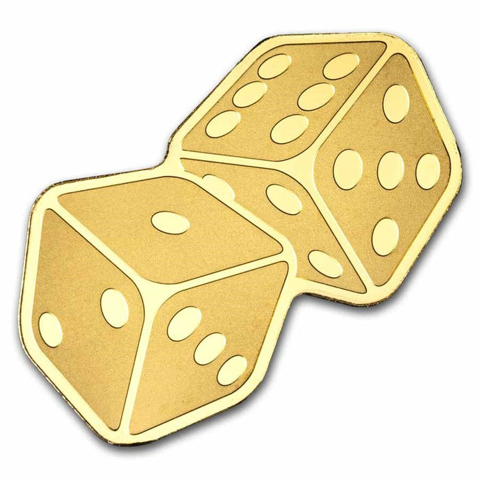 Dice Golden Highlights $1 0.5 Gram Pure Gold Coin - Palau