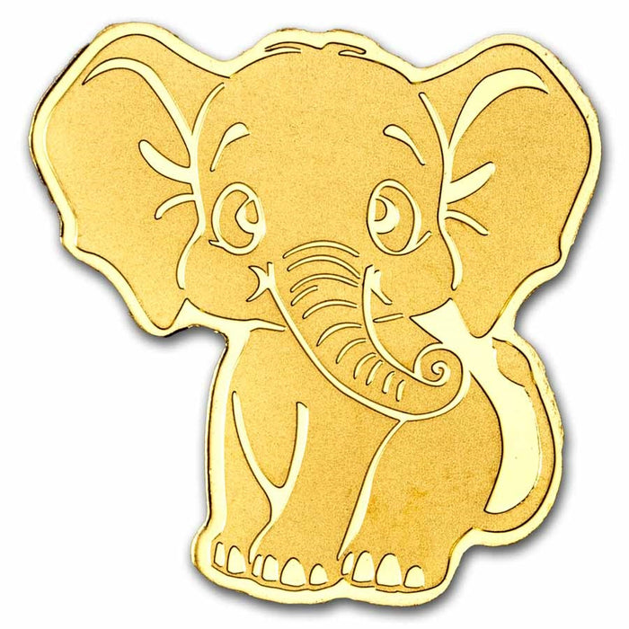 Elephant Golden Highlights $1 0.5 Gram Pure Gold Coin - Palau