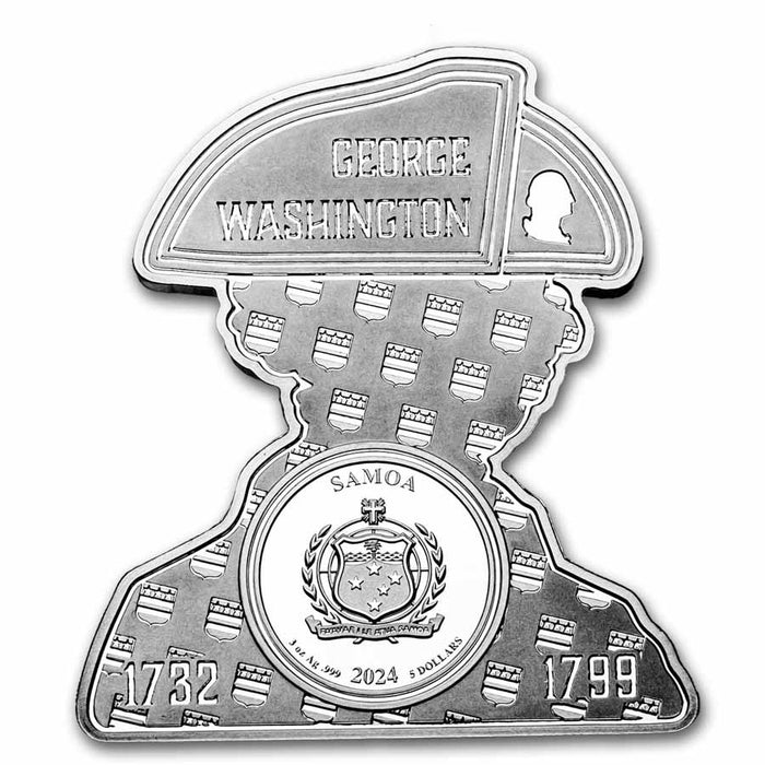 2024 Samoa 3 oz Silver George Washington Shape Coin