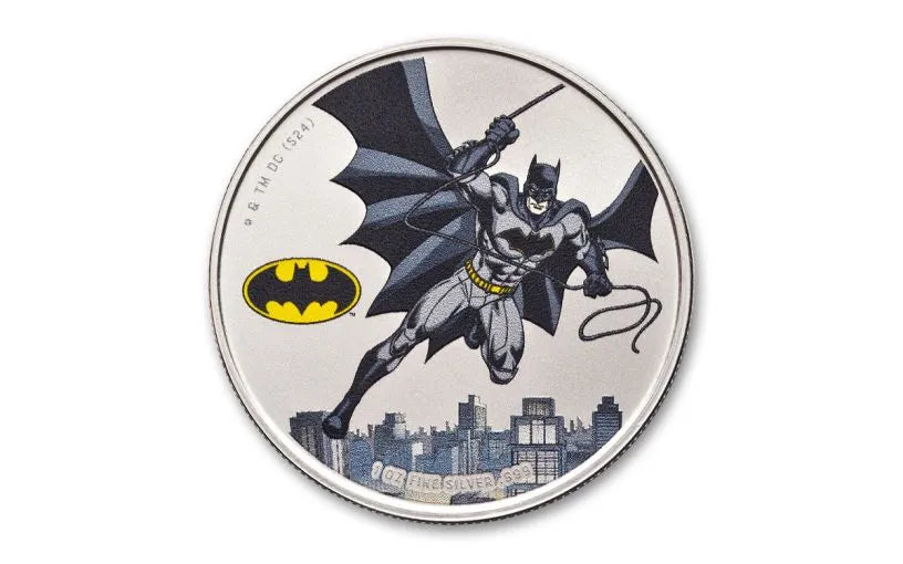 2024 Samoa 1 oz Silver Batman Batarang Colorized Shaped Coin